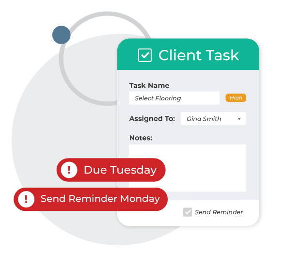  App illustration showing the dialog box to create a client task inside of the Estimator360 CRM feature