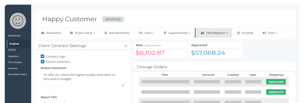 Easily create change orders for your construction projects.