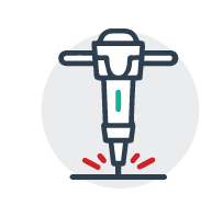simplified drawing of a jack hammer to represent demolition